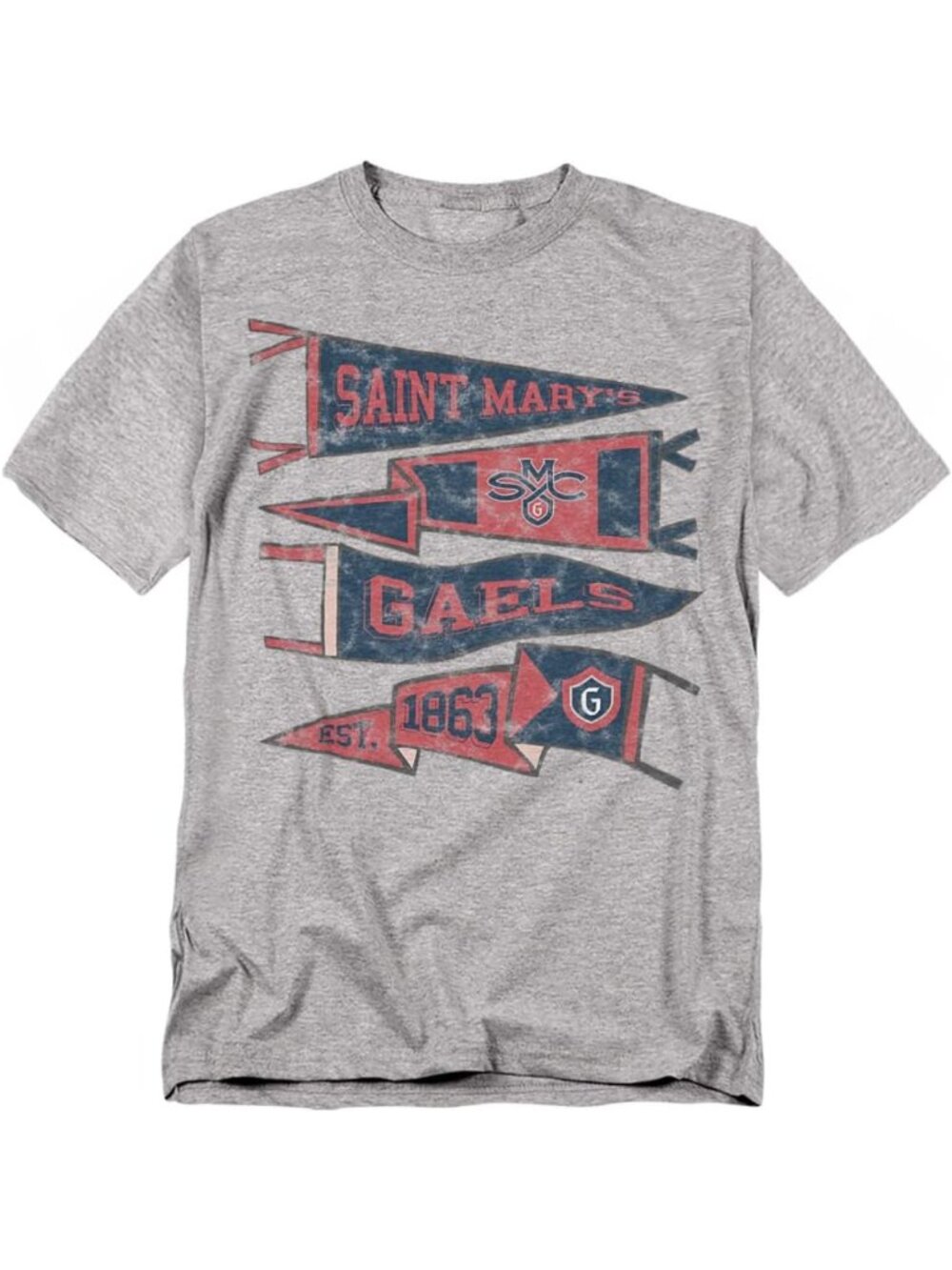 Unisex Distressed Collegiate Pennant T-Shirt Collection for Adults - Casual